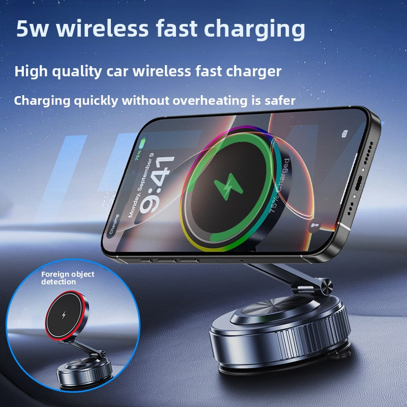 15W Магнитно безжично зарядно и стойка за телефон за автомобил – 360° регулируемо завъртане