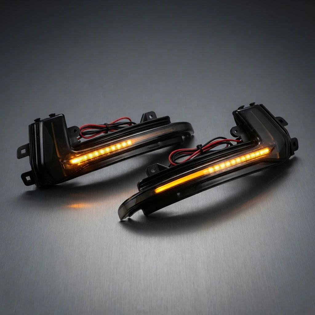 Динамични LED мигачи за странични огледала Audi A4 A5 A6 A8 A3 Q3 – Sequential Plug & Play
