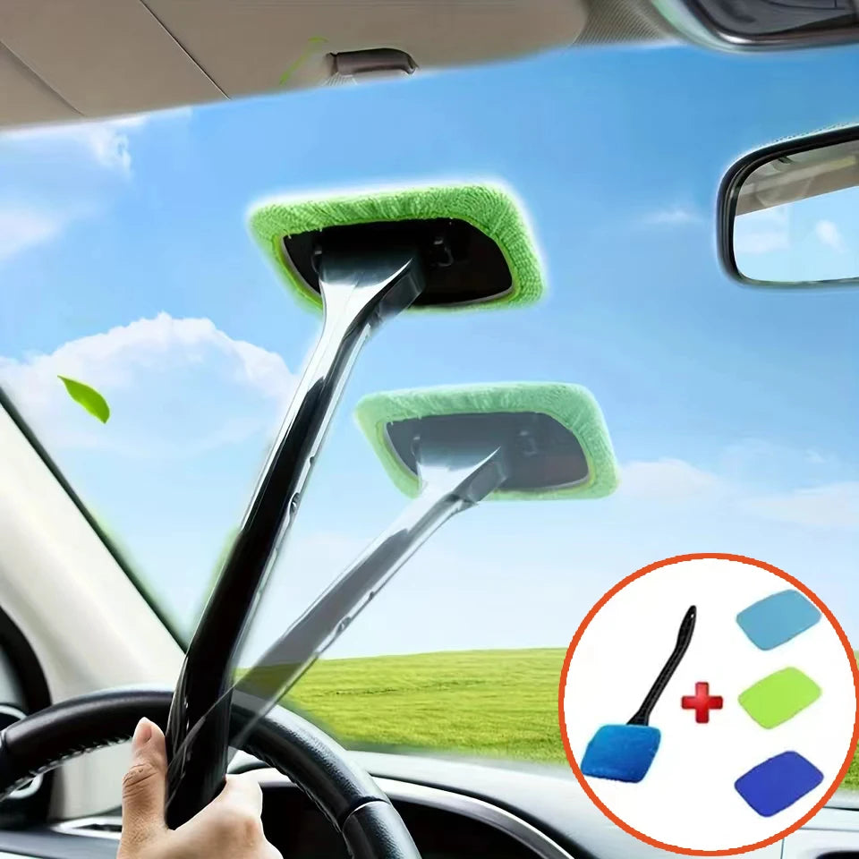 Car Window Cleaner Brush Kit Windshield Cleaning Wash Tool inside Interior Auto Glass Wiper with Long Handle Car Accessories