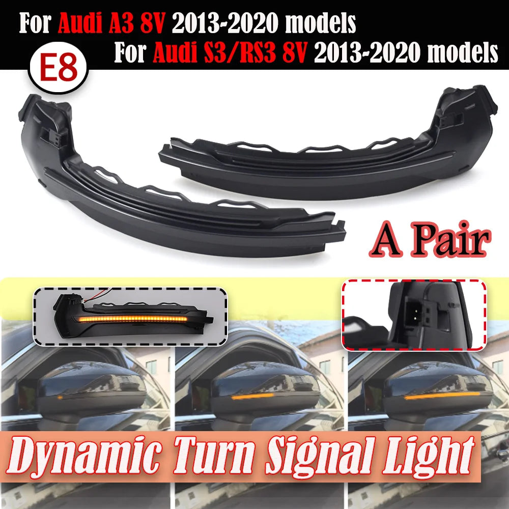 2Pcs Dynamic LED Side Mirror Blinker Flowing Light for Audi A3 8V S3 RS3 2013 2014 2015 2016 2017 2018 2019 2020