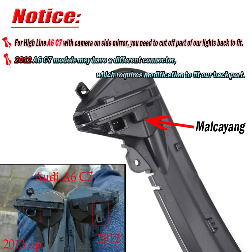Car LED Dynamic Turn Signal Light Rearview Side Mirror Light Indicator Blinker for Audi A6 RS6 S6 C7 C7.5 4G 2012 2013 2014-2018