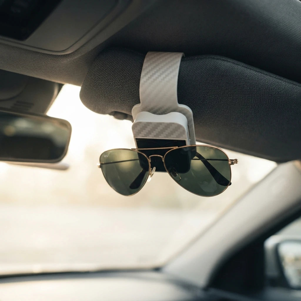 Premium Carbon Fiber Car Sunglasses Holder